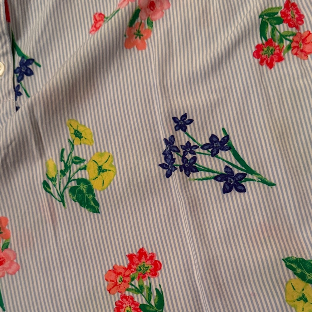 Talbots Blue Floral Striped Blouse - Picture 7 of 9
